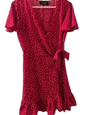 Relipop Red Polka Dot Wrap Mini Dress